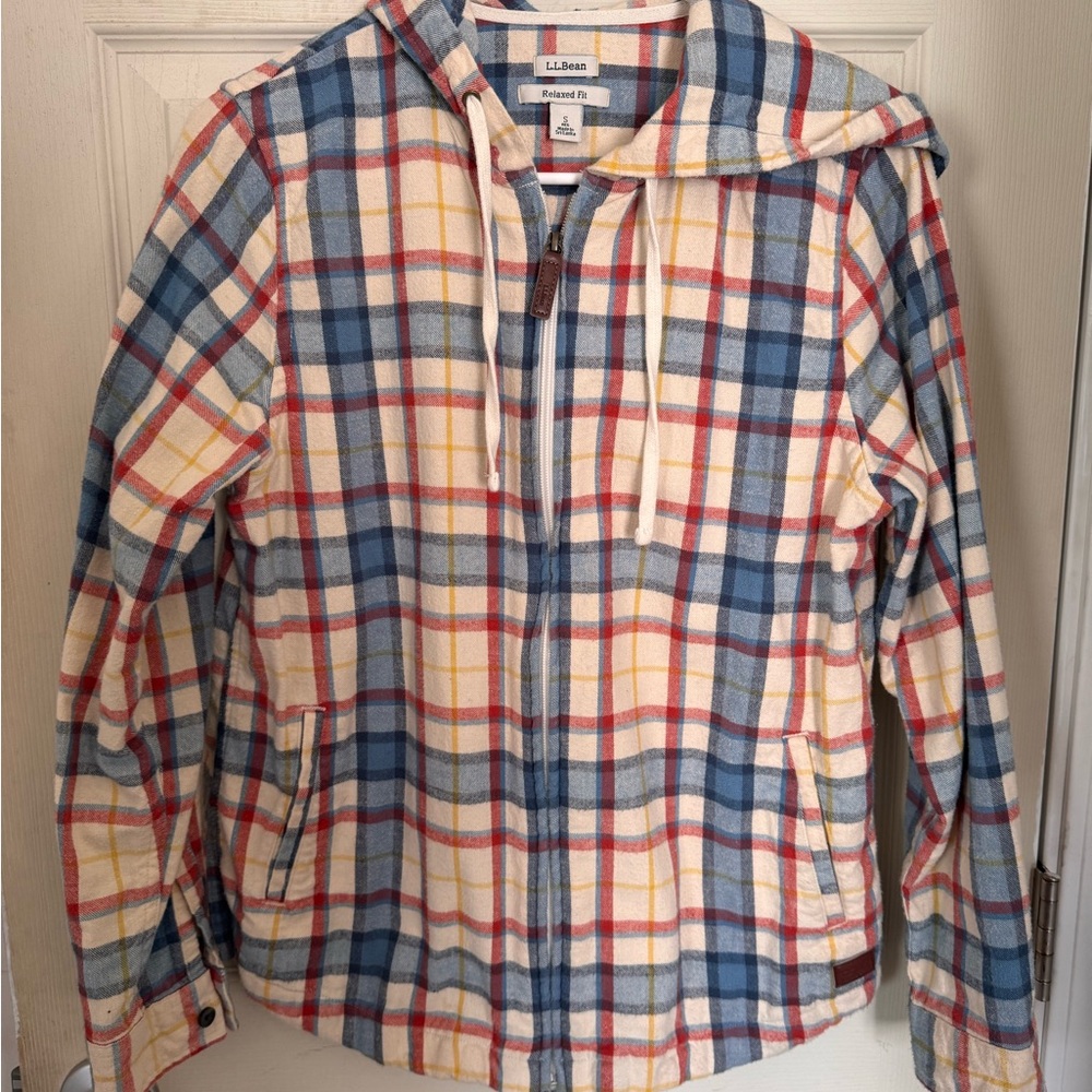 L.L. Bean Multicolor Flannel Zip-Up Hoodie